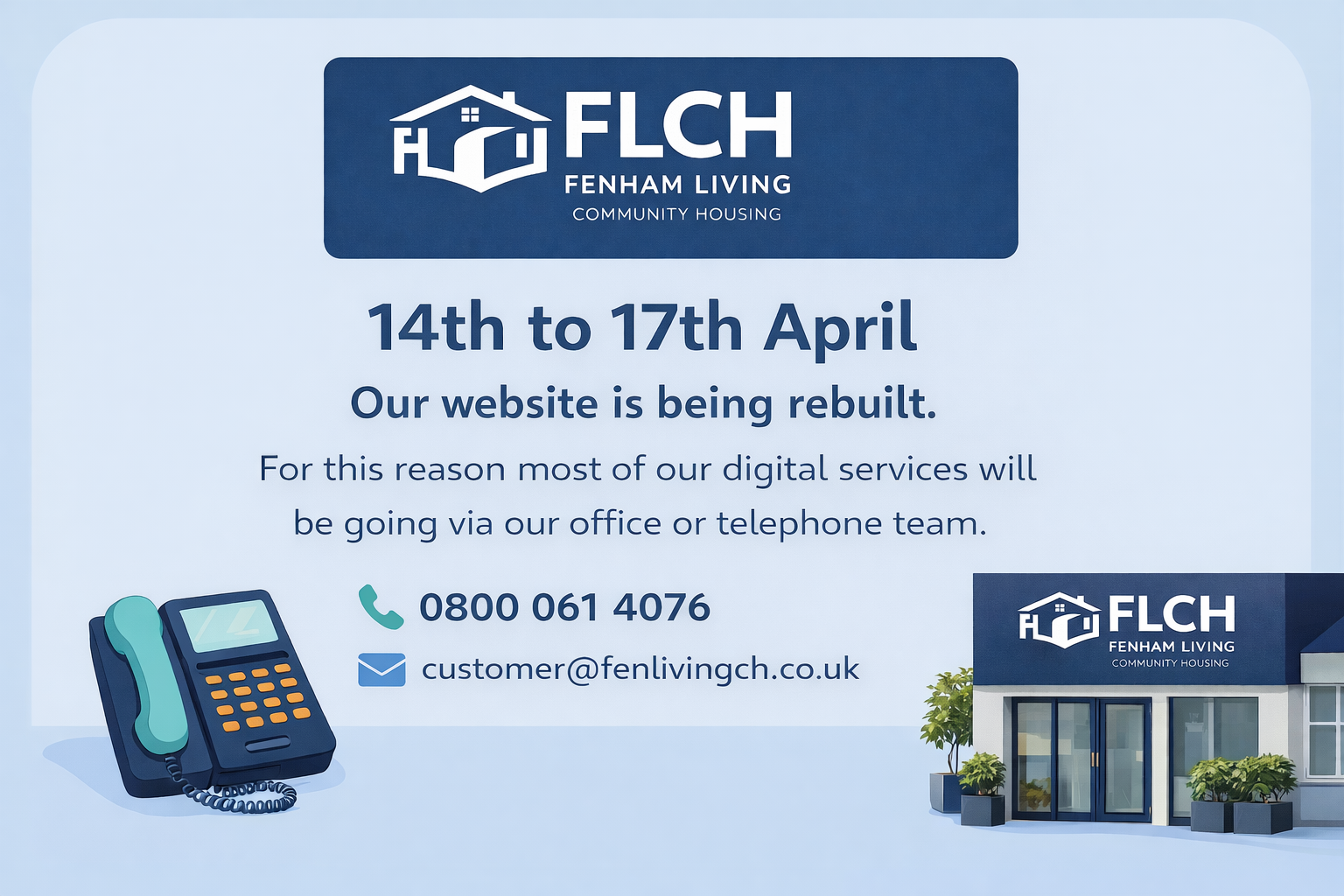 FLCH website rebuild notice